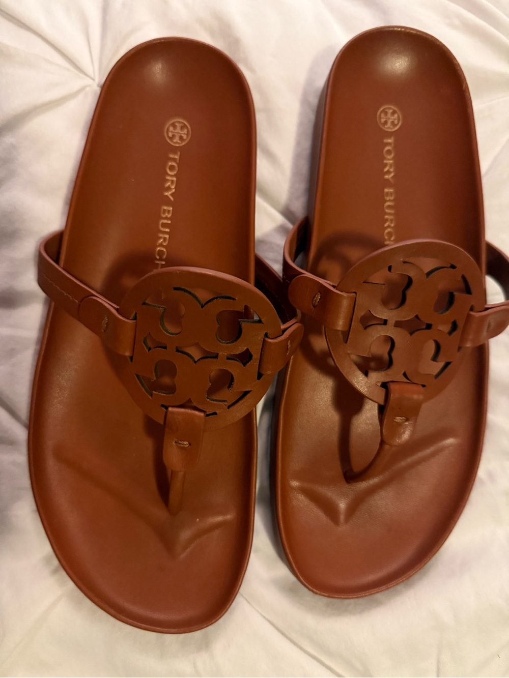 Tory Burch Miller Cloud Leather Sandals Brown